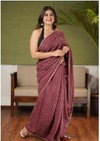 DF 141 Muslin Ajrakh Bandhej Printed Sarees Suppliers In India